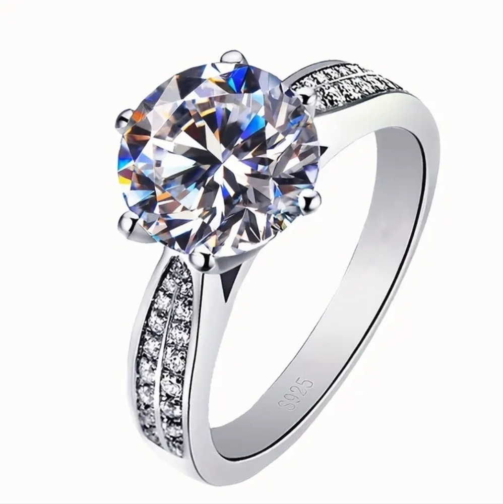 Certified GRA Moissanite Ring 18k over Sterling Silver Sz 7. NEW